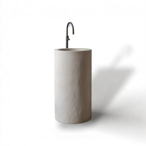 Lavabo Freestanding in Microcemento Effetto Roccia Grigio Chiaro – Colonna Bagno di Design