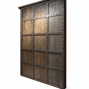 Porta Scorrevole Industriale in Ferro Effetto Ruggine – Pezzo Unico Xlab Design