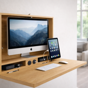 Scrivania a scomparsa da parete in legno – DeskFold XLab per Smart Working