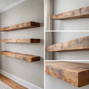 Mensola da parete in legno massello di Larice – Modello Giada – 120x20x8 cm