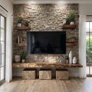 Mensola Porta TV 240 cm Castagno Massello – Ares