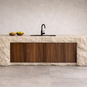 Isola Cucina Monolitica Effetto Roccia con Lavabo Incassato – Edizione Limitata XLab DESIGN