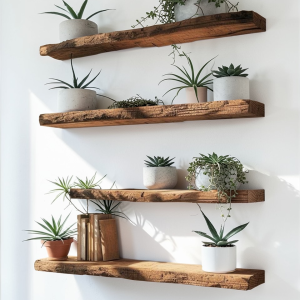 Mensole da parete in legno massello di castagno 90×25 cm con supporti a scomparsa