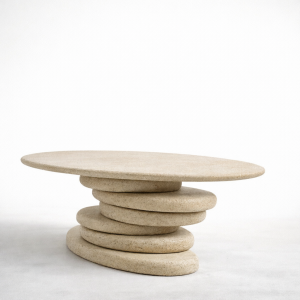 Tavolo in microcemento Ø130 cm crema – Design esclusivo artigianale XLab (6 posti)