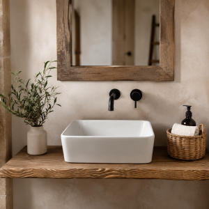 Mensola Bagno in Legno Massello Larice Rustico con Lavabo d’Appoggio – Più Misure a Prezzo Unico | Offerta XLab DESIGN