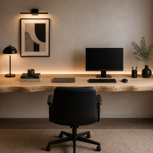 Scrivania in Legno Massello Castagno 160 cm su Misura – Scrivania Sospesa Artigianale per Smart Working