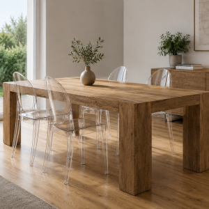 Tavolo Dolomite 240×110 cm in Legno Massello – Tavolo da Pranzo 12 Posti Artigianale Rovere Bruciato | XLab DESIGN