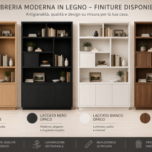 Libreria Moderna Artigianale in Legno con Mobile Contenitore – Su Misura | XLab DESIGN