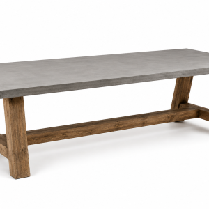 Tavolo da patio in microcemento 250×100 cm – Grande tavolo da esterno in legno massello e effetto cemento XLab DESIGN