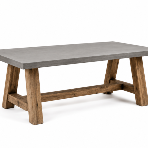 Tavolo da giardino in microcemento 200×100 cm – Tavolo da esterno artigianale in vero legno massello e cemento alleggerito XLab DESIGN
