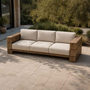 Divano da Giardino in Legno Antico “Eremo” – Divano 3 Posti Artigianale Outdoor in Legno Massello Recuperato L 224 cm | Pezzo Unico XLab DESIGN