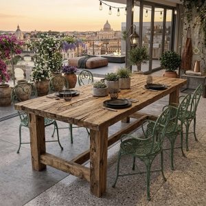 Tavolo da Terrazzo in Legno Massello di Larice Rustico – Tavolo da Esterno Idro Resistente XLab DESIGN