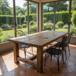 Tavolo da Esterno in Legno Antico di Recupero 220×110 cm – Tavolo Outdoor per Veranda, Terrazzo e Giardino 8/10 Posti