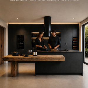 La cucina artigianale in microcemento e legno antico prodotta in soli 6 esemplari