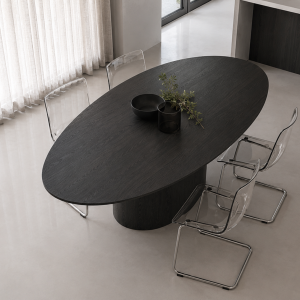 Tavolo Ovale di Design in Frassino Nero Artigianale – 220×110 cm | 10 Posti | Fatto a Mano su Misura da XLAB Design