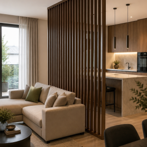 Parete Divisoria in Listelli di Legno Massello 240×270 cm Senza Forare Pavimento e Soffitto – Sistema Brevettato XLAB Design