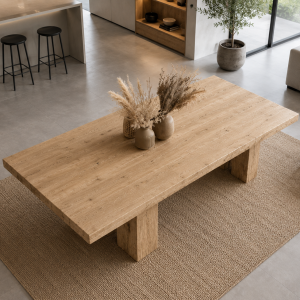 Tavolo artigianale in legno massello recuperato con piano da 8 cm