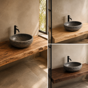 Mensole da bagno 3 colori a scelta in legno massello 110x50x6 cm