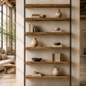 Libreria Industriale Ferro e Legno Massello 140×260 | XLab