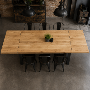 Tavolo allungabile industriale Forge Extend Rovere in legno massello 180×90 cm