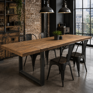 Tavolo allungabile industriale Forge Extend Teak in legno massello 180×90 cm