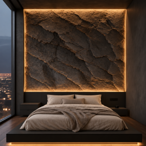 Letto King Size Contenitore Gotek con Comodini Sospesi e LED king Size rete in legno inclusa