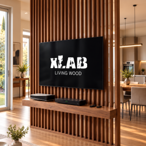 Parete divisoria porta TV in legno massello 200 cm senza forare pavimento e soffitto