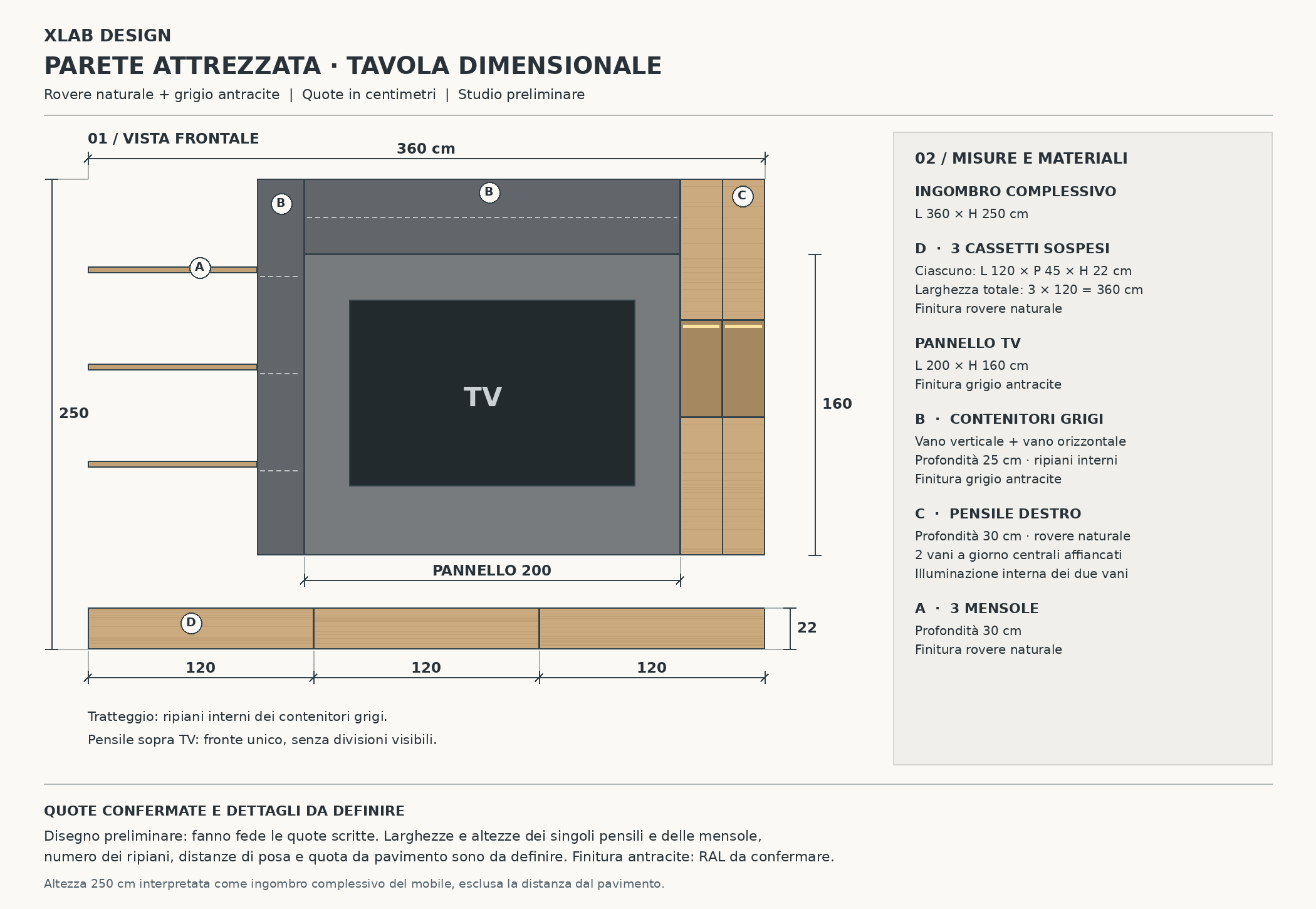 Scheda tecnica parete attrezzata living Room