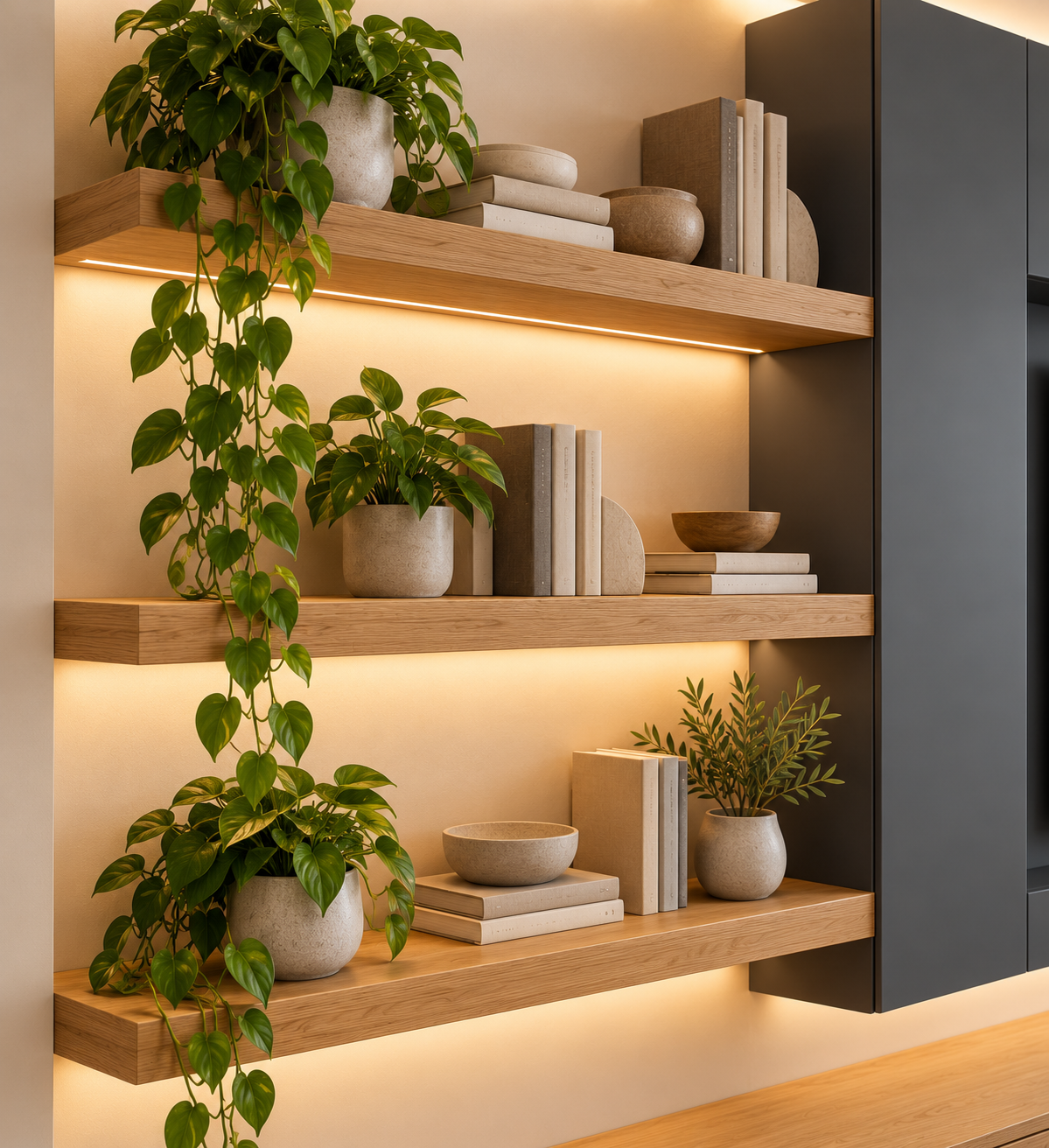 Mensola di legno di rovere per parete attrezzata living Room design xlab
