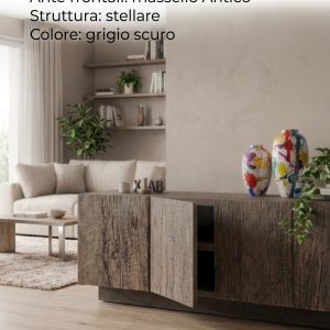 Credenza Antico 200 cm a 4 ante in legno massello recuperato – 200 × 50 × 90 cm