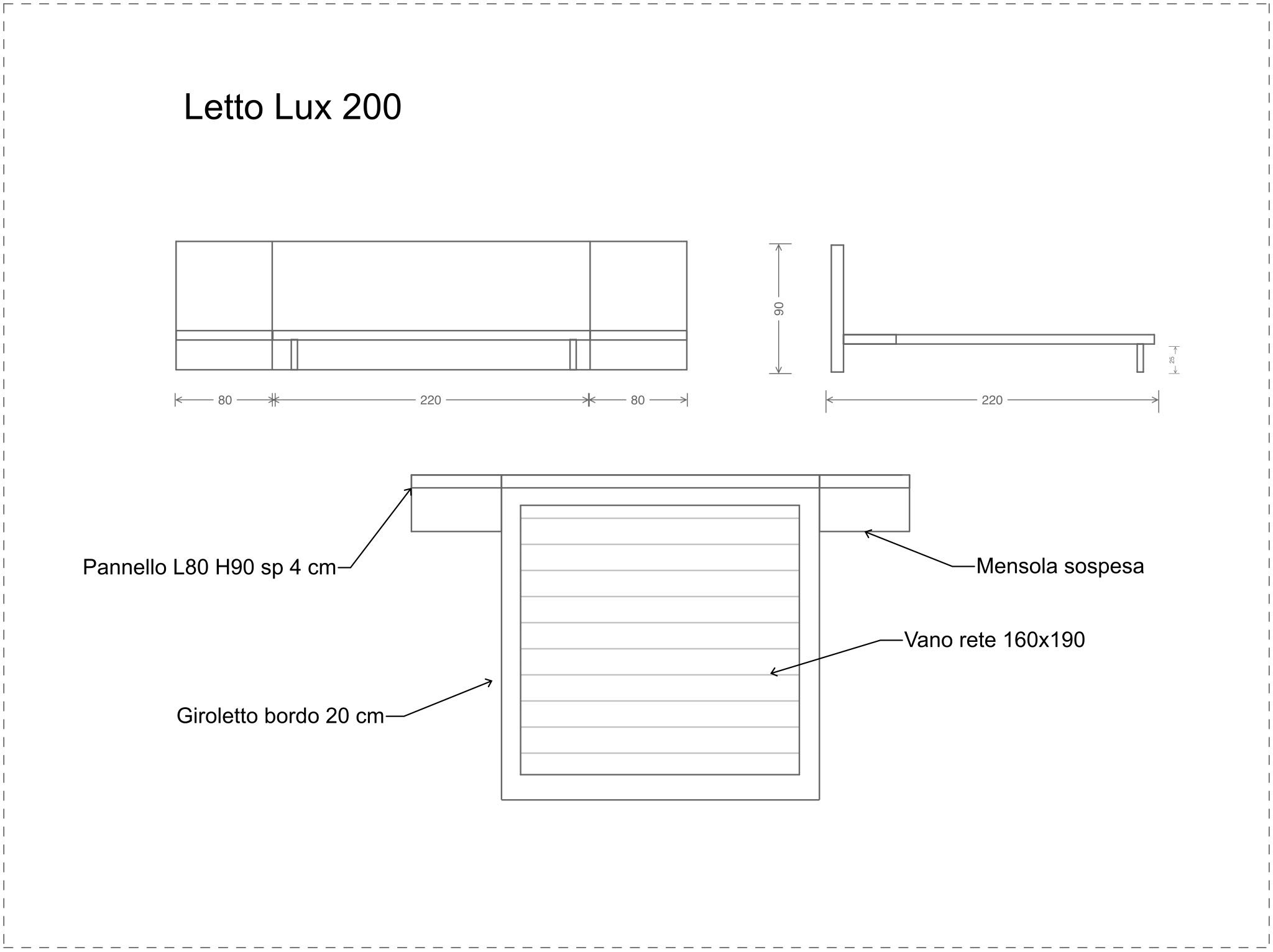 Letto matrimoniale testiera in legno con comodini integrati - Lux 200 -  XLAB Design